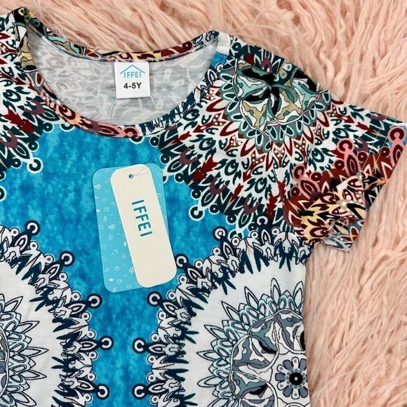 Girls 4-5Y Blue Skater Dress - Picture 2 of 3